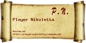Pleyer Nikoletta névjegykártya